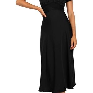 A-line Black Midi Dress | M